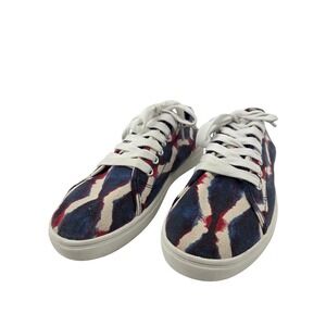 Rocket Dog Womens Casual Sneakers Size 8 Blue Red White Zigzag‎ Pattern Lace Up
